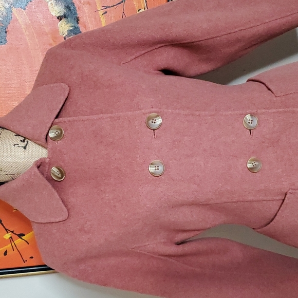 Asm Anna 50s Inspired Wool Blend Blush Red Fit and Flare Long Overcoat - Picture 2 of 10